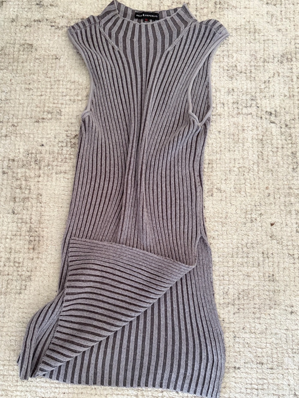 Rock & Republic Sleeveless Ribbed Midi Dress in Heather Gray